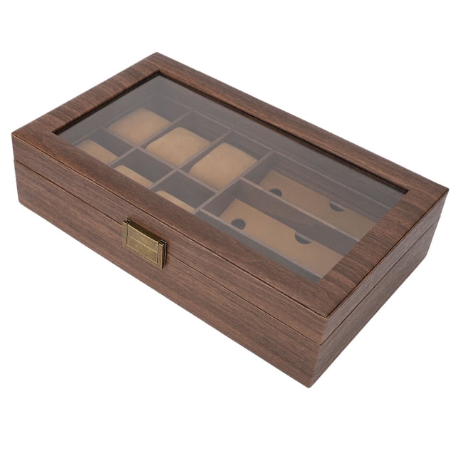 Caja de almacenamiento de vidrios de reloj, caja de reloj de madera a prueba de polvo, caja de reloj de madera, organizador de caja de reloj creado magistralmente