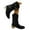 Black, variant on Suede Riding Boots for Women Round Toe Pull on Wide Calf Cowboy Boots Stacked Heel Mid Calf Booties