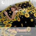 thumbnail image 4 of Farmhouse Vintage Duvet Cover Set Full Size, Sunflowers Floral Botanical Black Background 4 Piece Soft Microfiber Bedding Set with 1 Duvet Cover, 1 Flat Sheet, 2 Pillowcases, 4 of 9