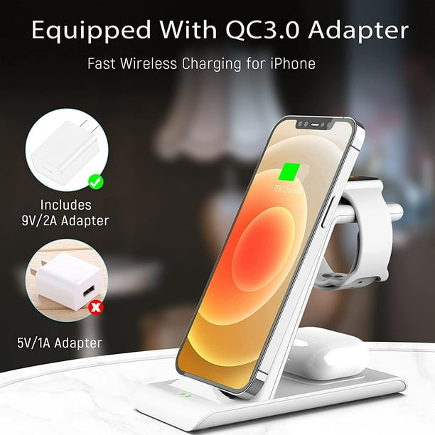 3 en 1 Chargeur Induction, Chargeur sans Fil Magnétique Station de Charge  Rapide Qi pour iPhone 12 13 Pro Max, Apple Watch 6-5[66]