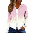thumbnail image 2 of Dasayo Women Pink Sweatshirts Hoodie Hooded Long Sleeve Full Zip up Gradient Color Drawstring Jackets Womens Tops M, 2 of 5
