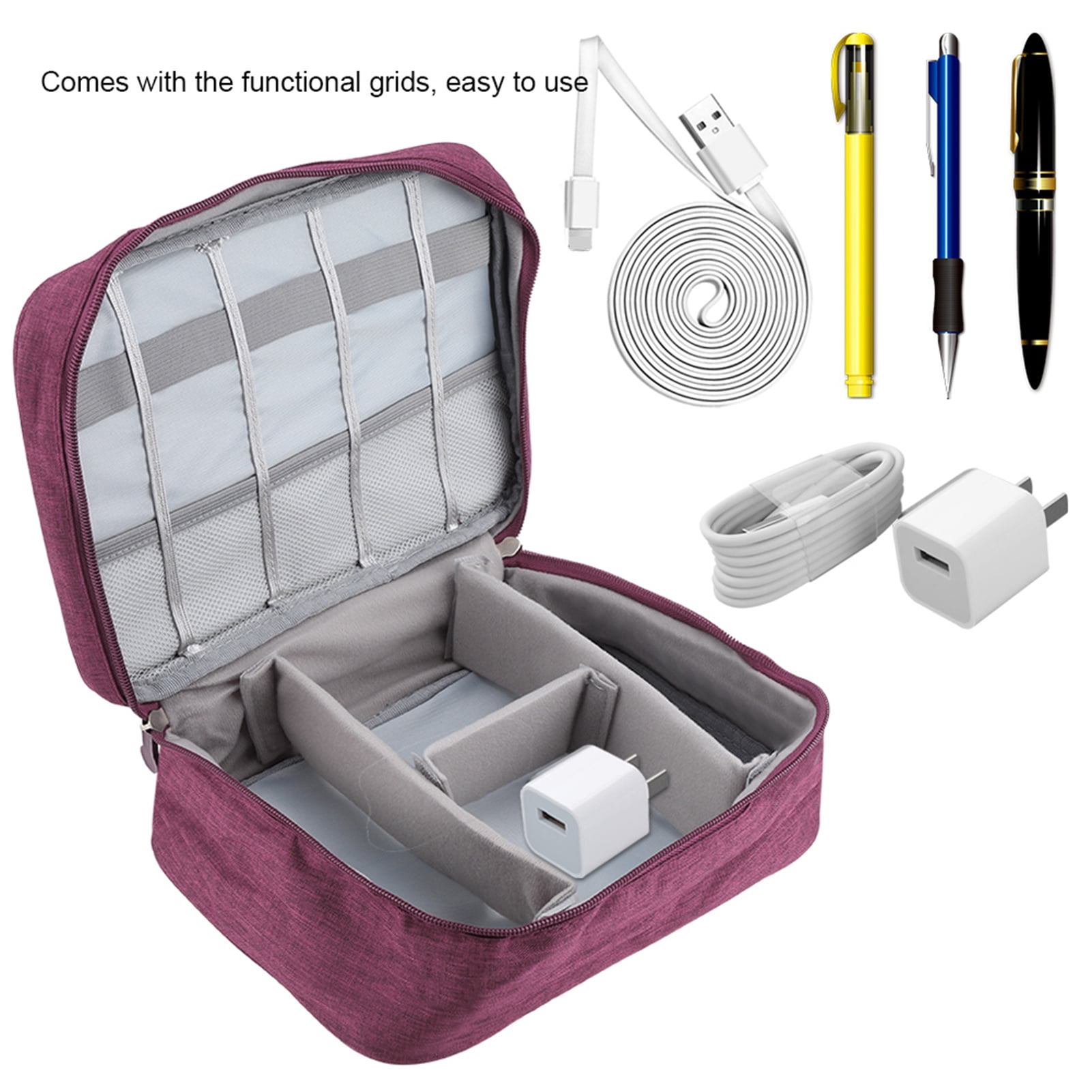 Power Bank Storage Bank, Functional Grids Design Storage Bag, Zipper