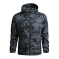 thumbnail image 2 of Shakumy Hooded Trench Coat Men Men's Casual Autumn and Winter Printing Hooded Zipper Pocket Mens Hooded Winter Jacket Dark&nbsp;Gray X-Large, 2 of 5