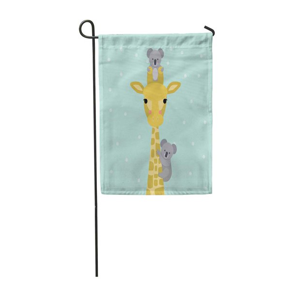 POGLIP Cute Giraffe and Koala Bear Colored Looking Straight at Garden Flag Decorative Flag House Banner 28x40 inch