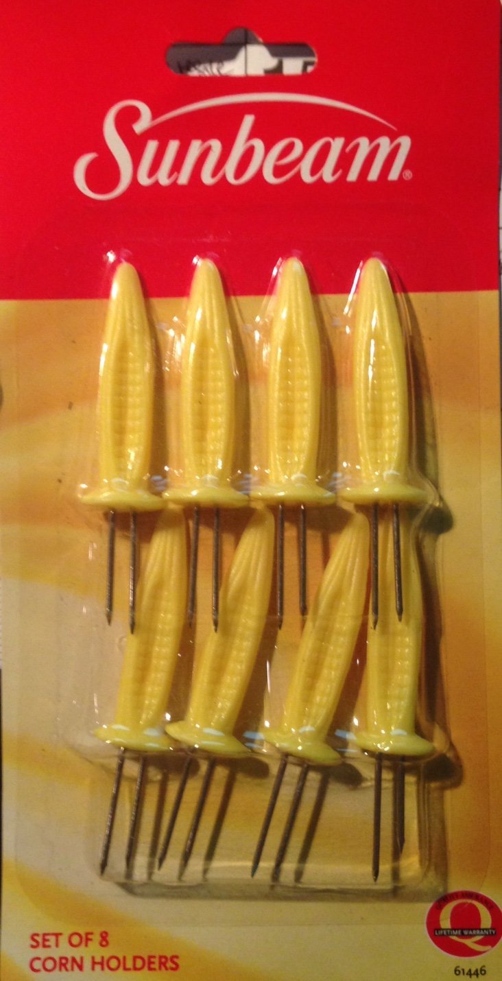 Corn Shaped Corn Holders, Set of 8, Keep hands clean while eating corn on the cob By Sunbeam