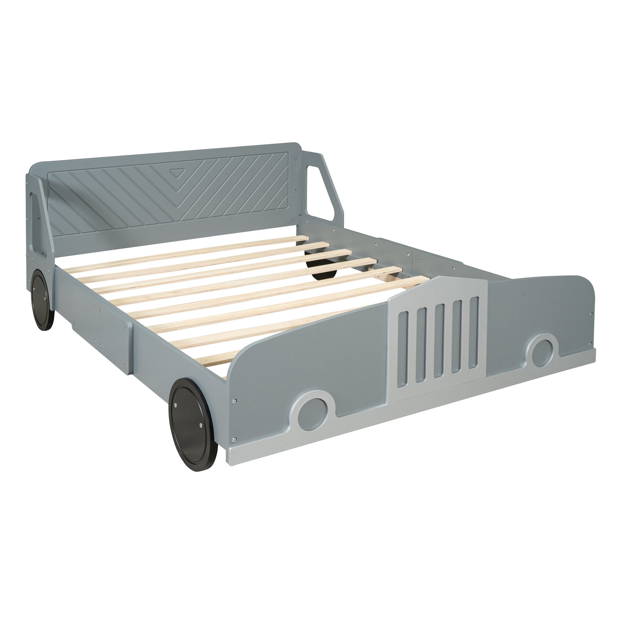 Full Size Car-Shaped Platform Bed with Wheels