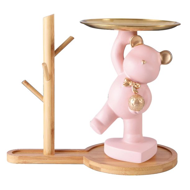 Bandeja de almacenamiento de oso nórdico, estatua, decoración para sala de estar, regalo para niña H