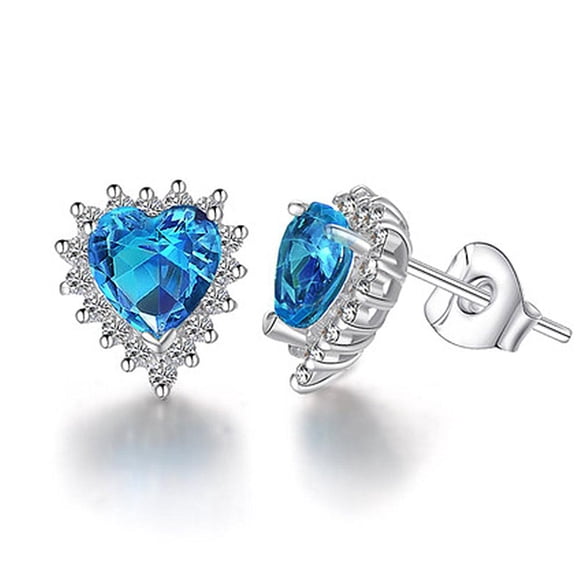 SUSOLA 925 Sterling Silver Stud Earrings Birth Cubic Zircon Fashion Jewelry For Women