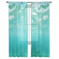 thumbnail image 3 of Teal Coastal Sheer Curtains 72 Inches Long 2 Panels Set, Window Sheer Curtains for Living Room/Bedroom, Summer Beach Ocean Seawater Nautical Light Filtering Rod Pocket Curtain 52'' x 72'' x 2, 3 of 7