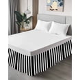 thumbnail image 4 of Black and White Stripe Bed Skirt Queen Size 18 Inch Drop, Modern Minimalist Geometric Vertical Linens Adjustable Elastic Dust Ruffles Bedskirt for Queen Bed Wrap Around Pleated Mattress Frame Cover, 4 of 9