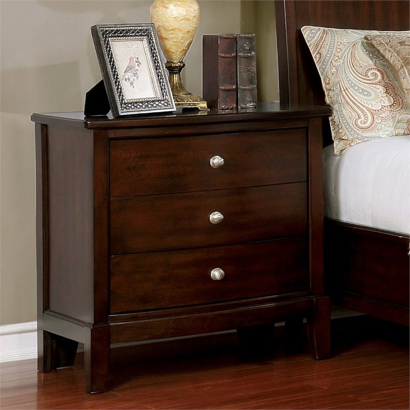 Furniture of America Xulu Contemporary 3-Drawer Nightstand in Black