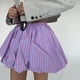 thumbnail image 4 of Falda Acampanada con Cintura Elástica y Rayas para Mujer, Minifalda Abullonada, Color Rosa, Talla S, 4 of 9