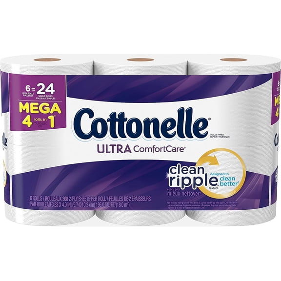 Ultra Comfort Care Toilet Paper, Bath Tissue, 6 Mega Toilet Paper Rolls