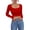 Red, variant on Long Sleeve Crop Tops for Women Ribbed Square Neck Slim Fitted Casual Lady Fashion Top Black XS