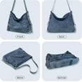 thumbnail image 6 of Sunyuer Women Vintage Washed Denim Hobo Bag, Large Capacity Commuter Shoulder Tote Handbag, Casual Retro Denim Crossbody Bag with Adjustable Strap for Work Travel Daily Use, 6 of 7