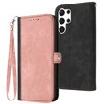 thumbnail image 1 of SaniMore Wallet Case for Samsung Galaxy S23 Ultra 6.8" 2023, Retro PU Leather Case Card Slots Cash Pocket Kickstand Removeable Lanyard Shockproof Anti-fall Full Protective Magnetic Case, Pink, 1 of 8