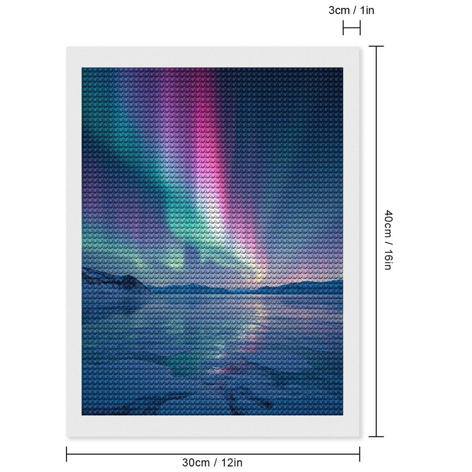 Diamond Art Kits for Adults, Aurora Borealis Over Frozen Landscape 5D Diamond Painting Kits for Adults Beginners, DIY Full Drill Diamond Painting, Gem Art and Crafts 12x16