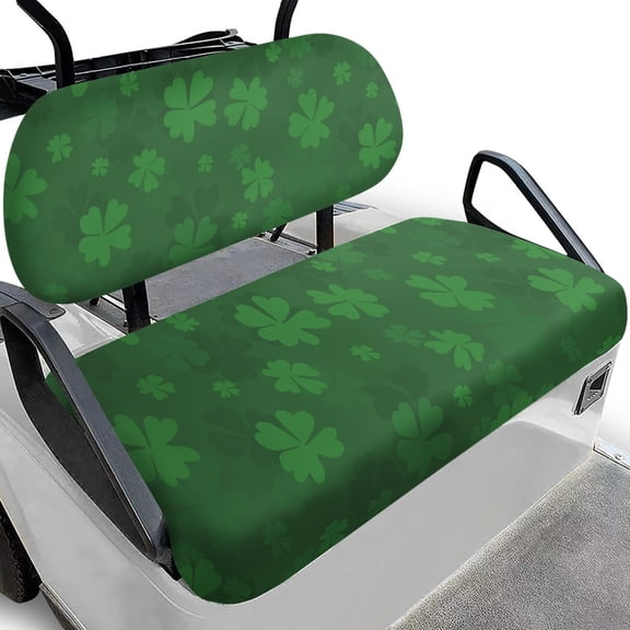 Pzuqiu Golf Cart Backrest Cover, Compatible with Vehicle, Suitable for Ezgo Club Car Front Seat Keeps Seats Clean, Shamrock Clover