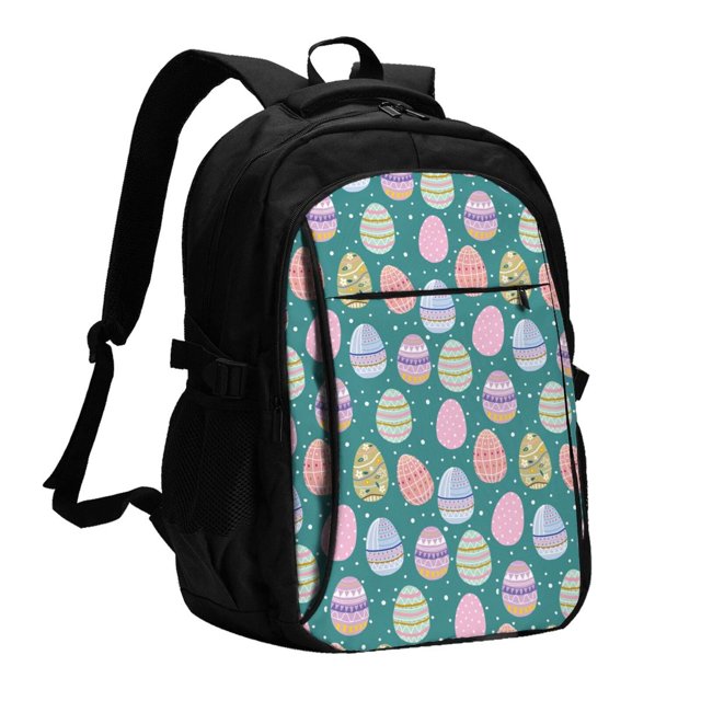 Balery Colorful Easter eggs Mochila con carga USB para hombre y mujer - Mochila impermeable y antirrobo para portátil con puerto USB para viajes, trabajo, estudios y universidad