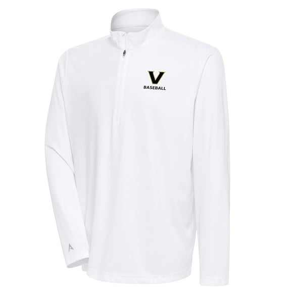 Men's Antigua White Vanderbilt Commodores Baseball Tribute Quarter-Zip Pullover Top