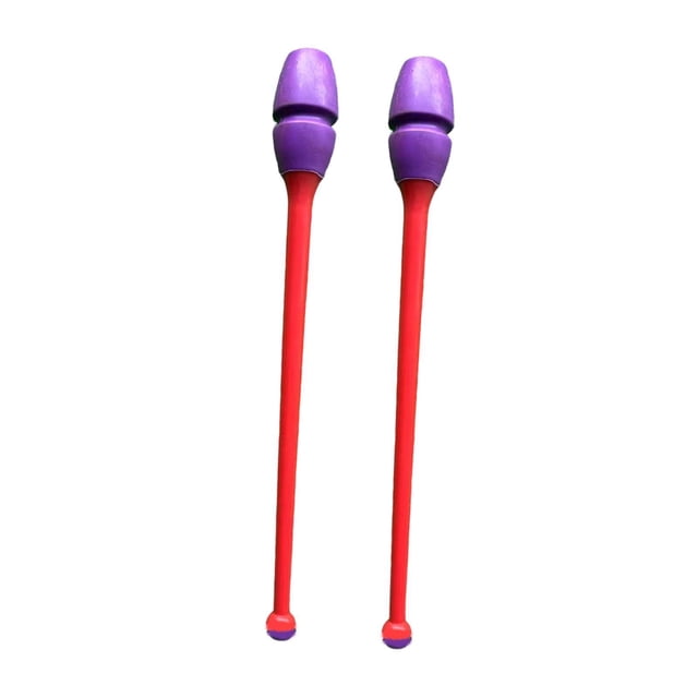 Palos de gimnasia rítmica de dos colores, equipo de entrenamiento portátil de goma cabeza violeta