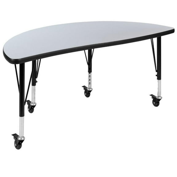 Bowery Hill 25" x 24" x 48" Demilune Mobile Adjustable Activity Table
