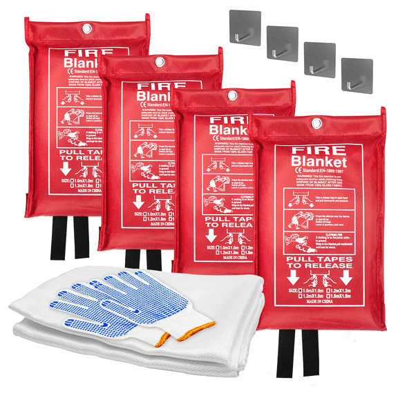 Rocyis Flame Retardant Blanket, 4 Pack, 40x40 in, Fiberglass, for Home, Kitchen, Camping, Car, Warehouse