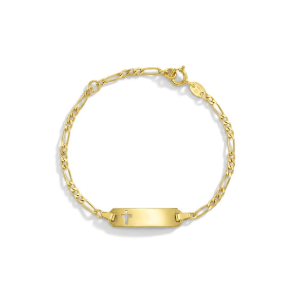 14k Gold 4.5"-5.5" Cross Cutout Tag ID Baby / Toddler / Kids Bracelet
