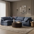 thumbnail image 2 of Meridian Furniture Indulge 129" Linen Fabric L-Shaped Modular Sectional in Navy, 2 of 9