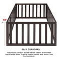 thumbnail image 6 of Twin Size Wood Floor Bed with Door & Fence, Montessori Bed Frame with Full Length Safety Guardrails, Wood Twin Bed with Slats, No Box Spring Needed-Walnut, 6 of 9
