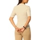 thumbnail image 3 of BLUSA DE PUNTO CHIC PARA MUJER CON CUELLO DE SOLAPA Y MANGA CORTA, AJUSTADA Y RIBETEADA, TALLA M, COLOR ALBARICOQUE, 3 of 5