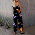thumbnail image 6 of Summer Clearance Sale! Joau Jumpsuits for Women Casual Summer Sleeveless V Neck Spaghetti Strap Baggy Jumpsuits Loose Fit Floral Print Long Pants Romper Overalls, 6 of 7