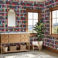 thumbnail image 4 of Peel and Stick Wallpaper Bookshelf Colorful Flowers Stacked Books Modern Folk Art Style Wall Mural 23.6in x 9.8ft Self Adhesive Removable Wall Paper Renter Friendly Wallpaper for Nursery Bedroom, 4 of 8