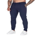 thumbnail image 2 of Pants for Men,Mens Elastic Four Season Texture Button Casual Small Legs,Work Pants for Men,Cargo Pants for Men(Color:Blue,Size:XL), 2 of 3