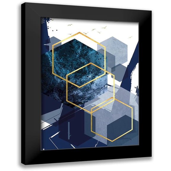 Urban Epiphany 11x14 Black Modern Framed Museum Art Print Titled - Hexagon Landscape Gold 1