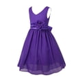 thumbnail image 2 of ZDHoor Kids V-Neck Princess Flower Girl Dress Bridesmaid Wedding Birthday Party Pageant Ball Gown Purple 4, 2 of 8