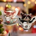 thumbnail image 3 of TIMIFIS Acrylic Tags, Cute Angel Piglet and Angel Raccoon Key Pendant Ornament Home Decor, 3 of 5
