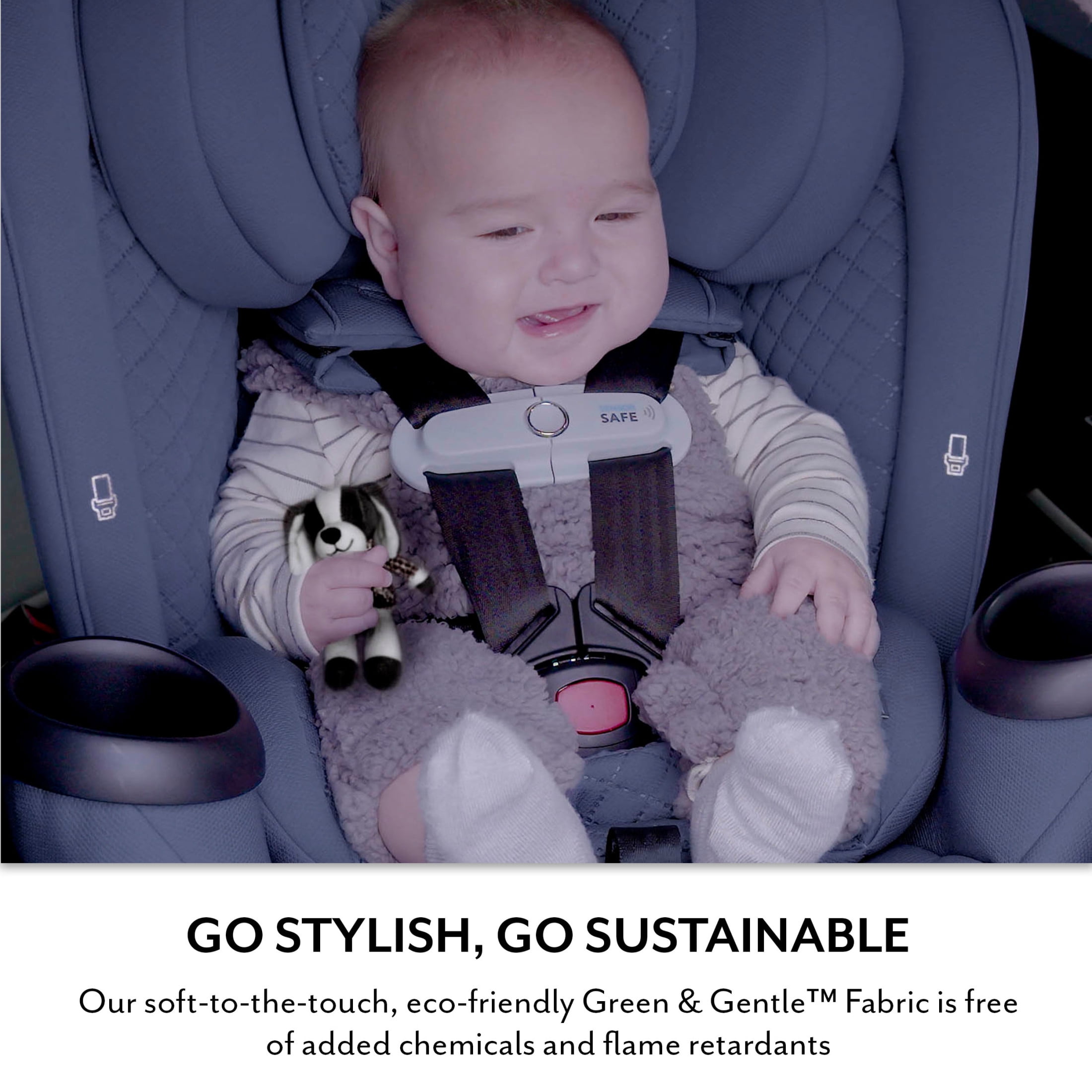 Evenflo Revolve360 Slim 2-in-1 Rotating Car Seat with Green & Gentle Fabric (Flint)