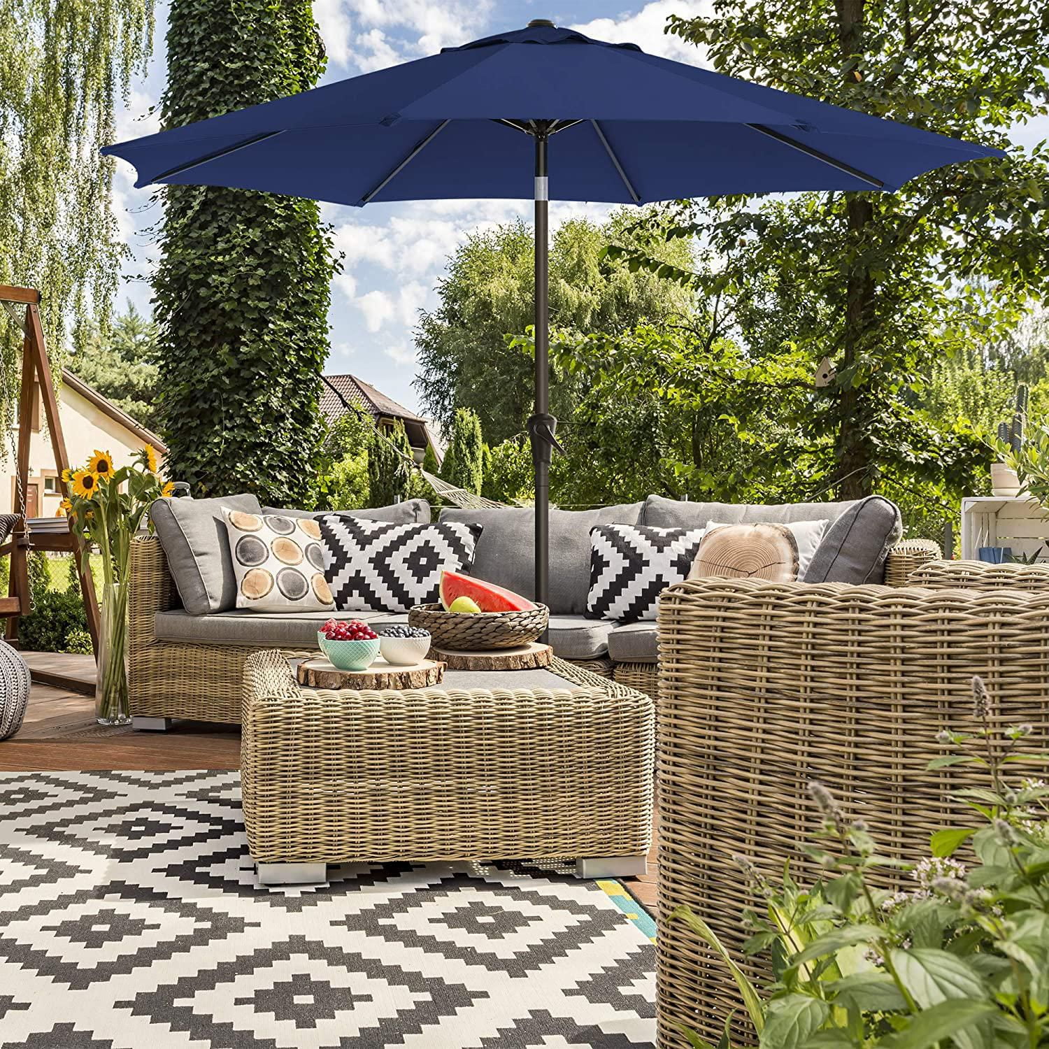 double-sided patio umbrella Summit Living 13ft Double-Sided Patio Umbrella Large Outdoor Table Umbrella  Navy Blue