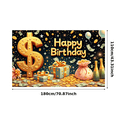 thumbnail image 4 of Golden Theme Happy Birthday Banner Decorative Design Party Backdrop for Birthday Celebration Indoor Party Event, 4 of 7