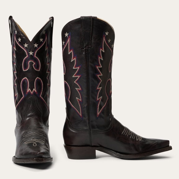Women's Stetson Reagan Leather Boots Snip Toe Handcrafted Chocolate