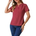 thumbnail image 4 of INSPIRE CHIC Valentine's Day Women's Dots Printed Blouse V Neck Short Sleeve Wear-to-Work Top XL Red, 4 of 6