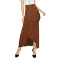 thumbnail image 3 of Made by Johnny Women's Wrapped High Low Ruffle Maxi Skirt XL RUST, 3 of 6