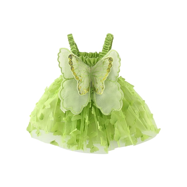 xiaxaixu Robe pour Tout-Petites Filles Bébé 3D Butterfly Froncée Sans Manches à Étages Camisole Robe d'Été Décontractée Vêtements Robe de Princesse