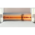 thumbnail image 1 of Lake Headboard, Silhouette of Single Tree over Still Lake Basin with Last Sun Rays on the Day Theme, Upholstered Decorative Metal Bed Headboard with Memory Foam, King Size, Orange Blue, by Ambesonne, 1 of 4