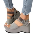 thumbnail image 2 of Mostsola Platform Wedge Sandals for Women Open Toe Slingback Ankle Strap Heels Sandals with Bow, 2 of 9