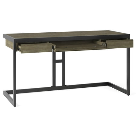 Simpli Home - Erina Rectangular Modern Industrial Solid Acacia Wood 2-Drawer Table - Distressed Grey