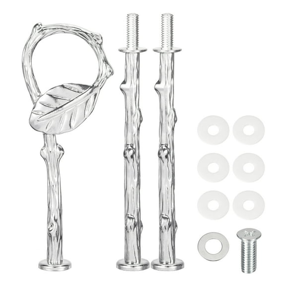 Uxcell 3 Sets Cake Tray Stand Handle Plate Hardware Fitting, 3-Tiers Leaves  Silver