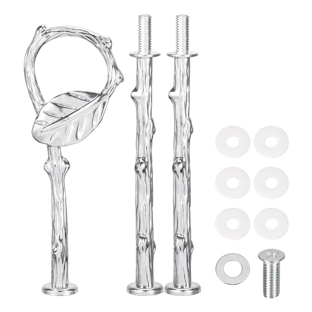 Unique Bargains 3 Sets Cake Tray Stand Handle Plate Hardware Fitting, 3-Tiers Leaves Silver