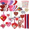 LELINTA 360PCS Valentine's Day Decorations Set - Valentines Hanging Swirls Heart Garland String Photo Booth Props Rose Petals Wedding Anniversary Proposal Party Decor
